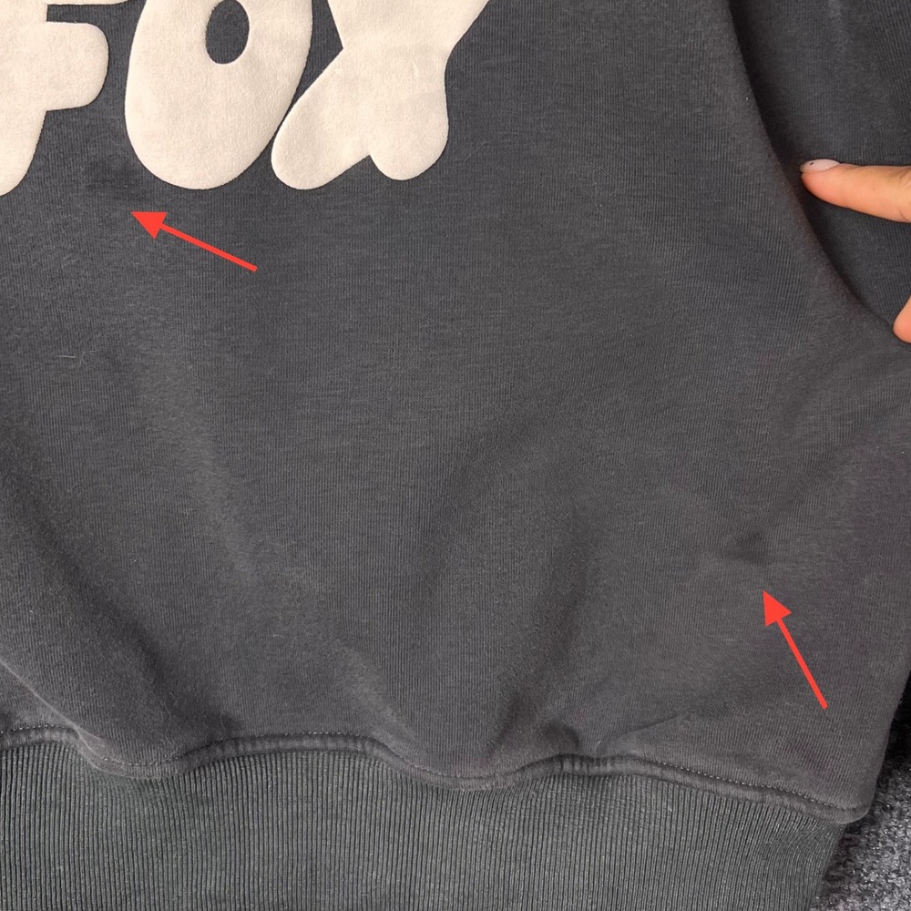 White Fox Hoodie Womens M Charcoal Grey Good Vol 3 Graphic Oversized Pullover - Picture 4 of 9